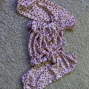runched cropped top poka dots